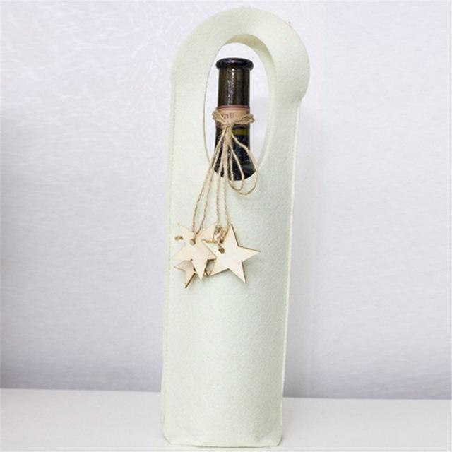 Christmas Red Wine Bottle Cover Star Pendant Felt Christmas Wine Cover Red Wine Gift Felt Bag