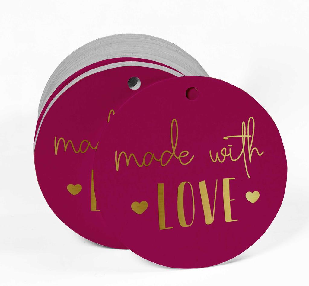 Inkdotpot Pack Of 100 Real Gold Foil Paper Tags Made With Love Text Favor Hang