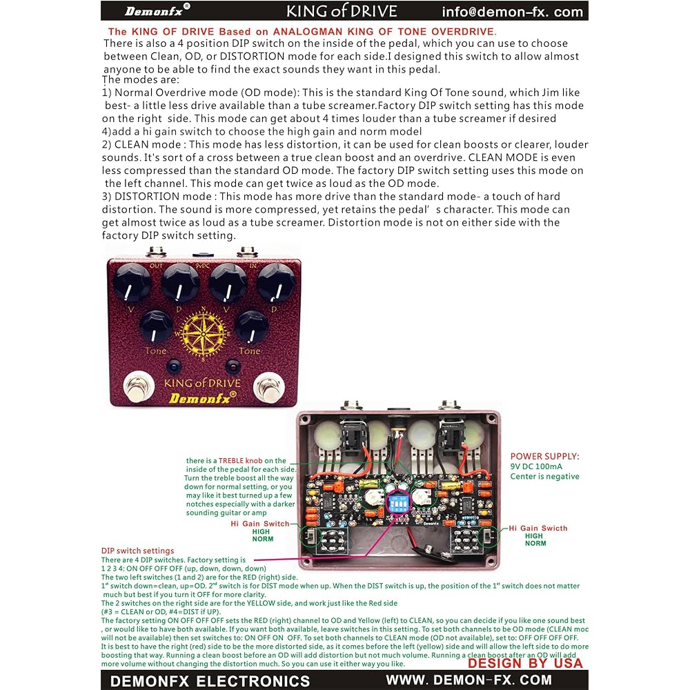Demonfx KING OF DRIVE/OVERDRIVE overdrive guitar effector
