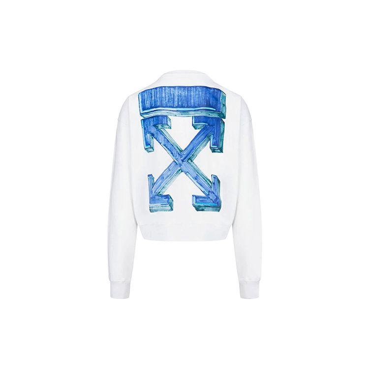 Off-White Marker Over Crewneck White/Blue Men Tops OMBA035E20FLE0020145