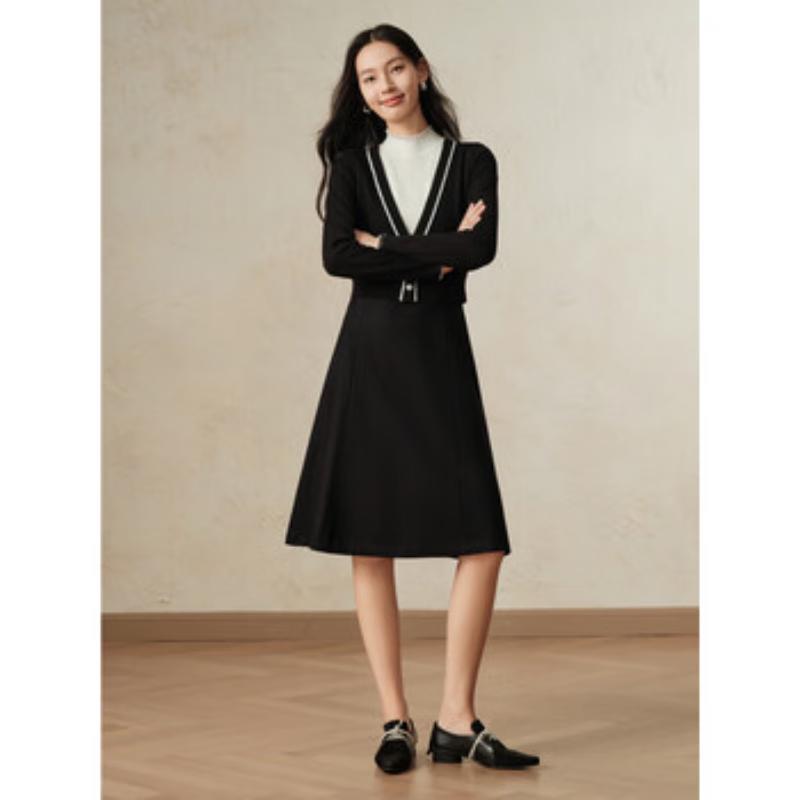 

JUZI ANNACO Elegant Faux Two-Piece Wool Blend Knit Dress XL