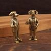 Brass Gentleman Dog Tea-Drinking Dog Figurines With Bow Tie Suit Design Vintage Finish Perfect For Home Desk Shelf Decor Gifts