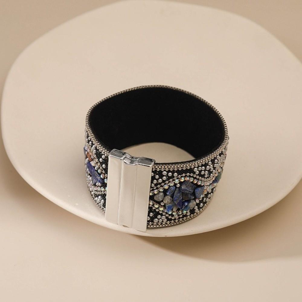 Beads Flower Pattern Magnetic Clasp Bracelet Turquoise Color Charm Bracelet Women Ladies