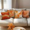 Luxurious Orange & Gold Marble Pillowcase - Glitter Wave Pattern Print Pillow Cover for Sofa Bedroom Living Room