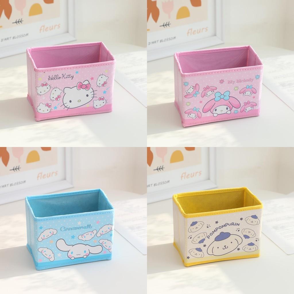Hello Kitty Kuromi Cinnamoroll My Melody Pattern Foldable Desktop Storage Box For Makeup And Office Supplies