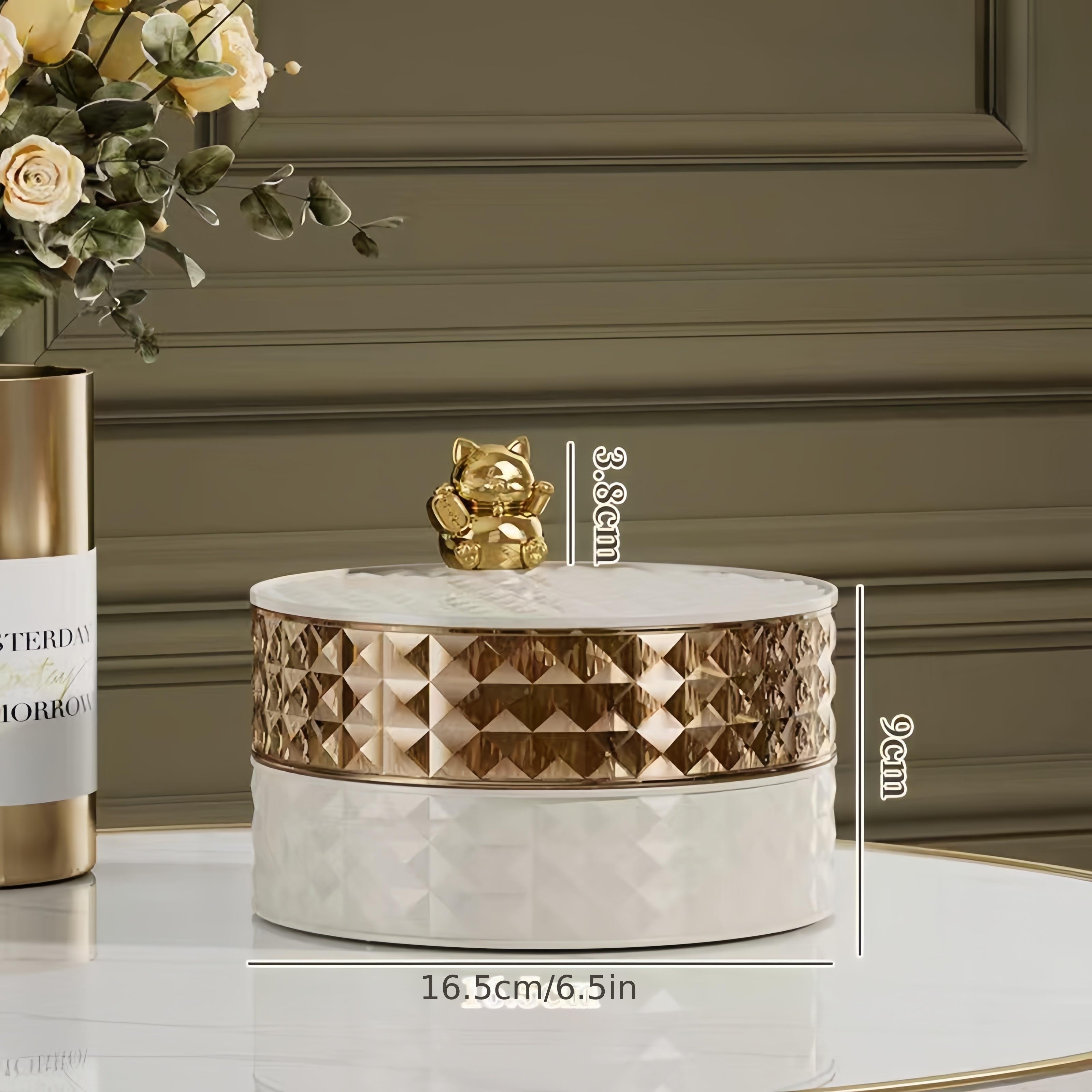 

1 шт. Поднос для закусок с крышкой, вращающаяся фруктовая ваза Lucky Cat, разделенный ящик для хранения еды, органайзер для хранения конфет, орехов, сухофруктов 2 Layers белый