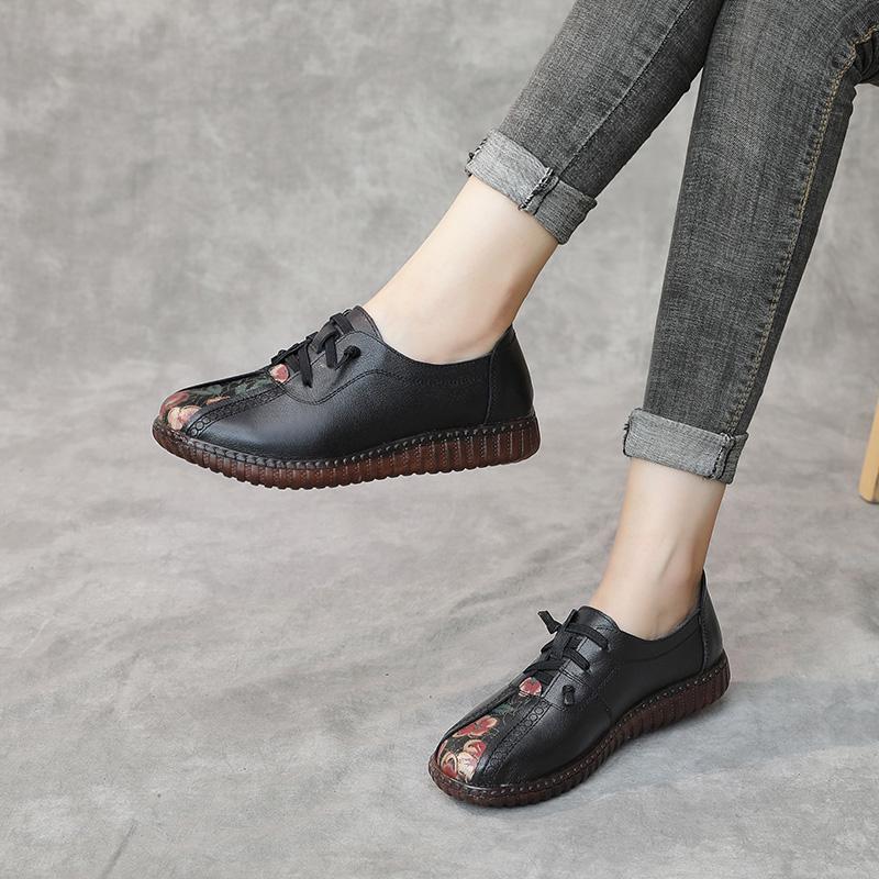 Fashion GKTINOO Genuine Leather Flat Shoes Woman Handmade Leather Loafers Flexible Spring Casual Shoes Woman Flats Zapatos Mujer