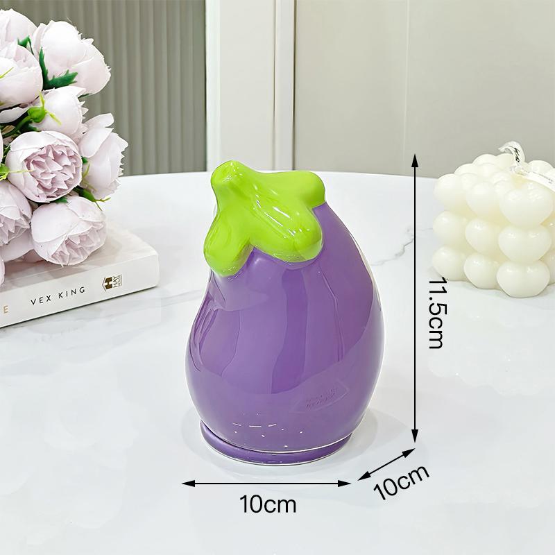 

Cute Eggplant Toothpick Holder Ceramic Floss Box Desktop Decoration 1 Piece