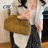 Trendy Straw Handbag Large Clutch Bag, Woven Women Handbag, Compact Everyday Top Handle Satchel Purse for Summer Beach Vacation