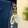 Bow Knot Perfume Shape Keychain Pearls Perfume Shape Keyring Rhinestone Perfume Keyring  Decor
