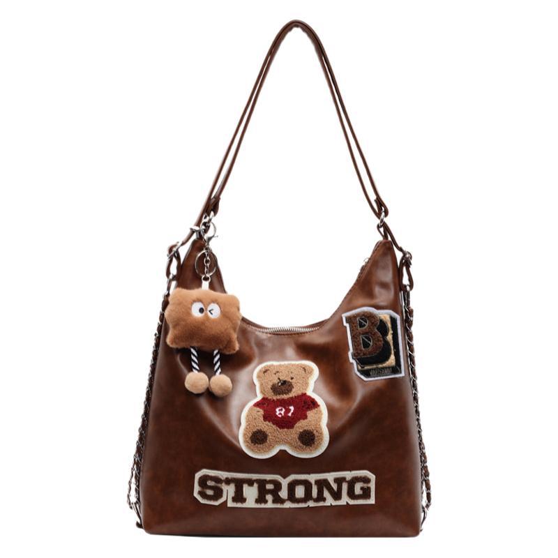 Fashion and leisure large-capacity backpack women's 2025 new spring and summer cartoon embroidery high-end niche design