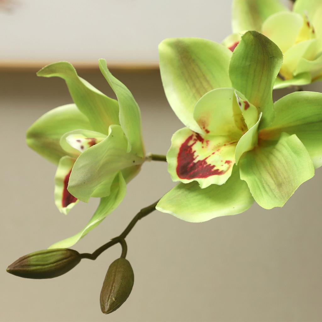 Feel Moisturizing, Single 3-head Cymbidium Flower Simulation Flower, Indoor Decoration, Bonsai Props, Fake Flower