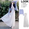 Koreanisches Süßes Lila Strick-Cardigan & Weißes Kleid Set