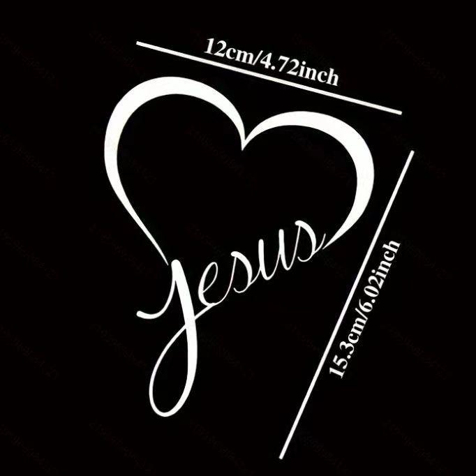 Love Jesus Heart Car Sticker - English Letter Decoration for Windows and Bumpers