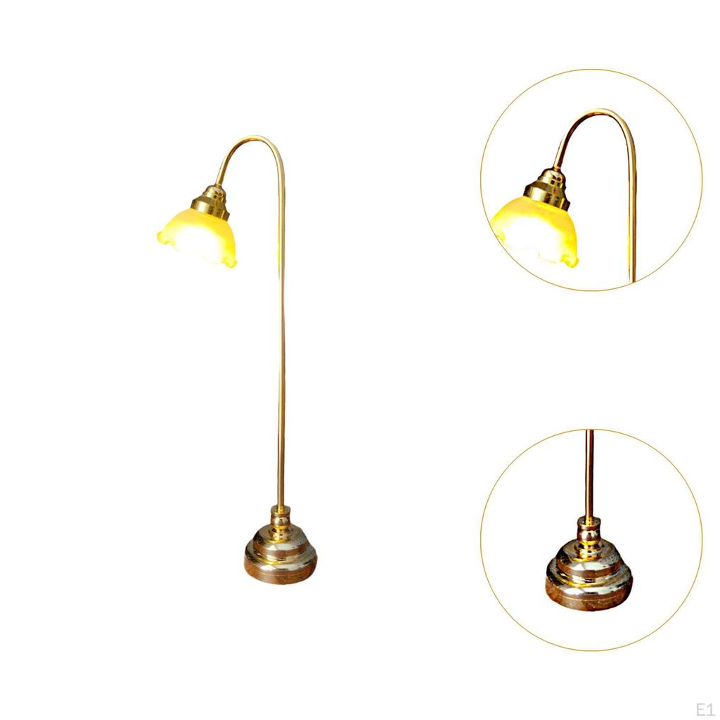 1:12 Dollhouse Floor Lamp Retro Classic Wooden Ornament Light Model Decoration Accessories