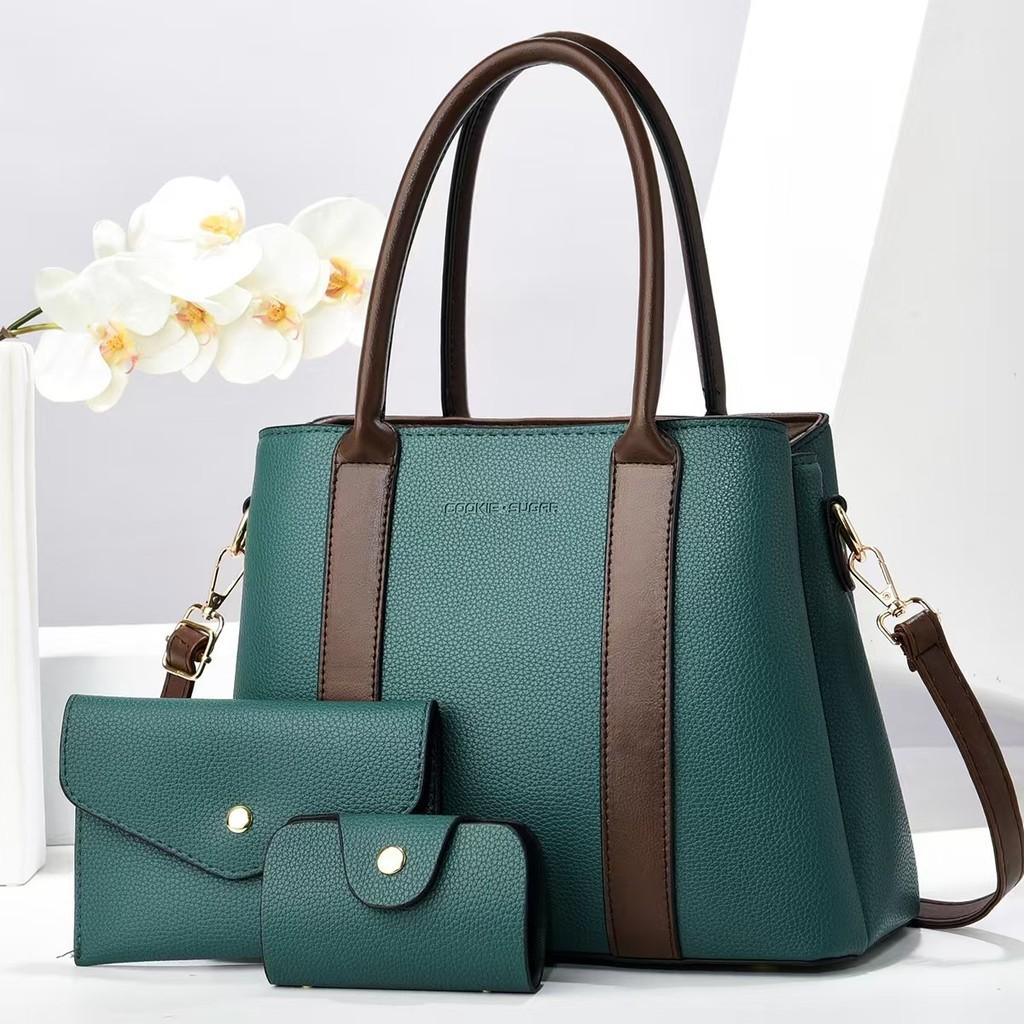 Color Trendy Block Mom And Child Bag Spacious Medium Size Pu Shoulder And Crossbody Bag For Women