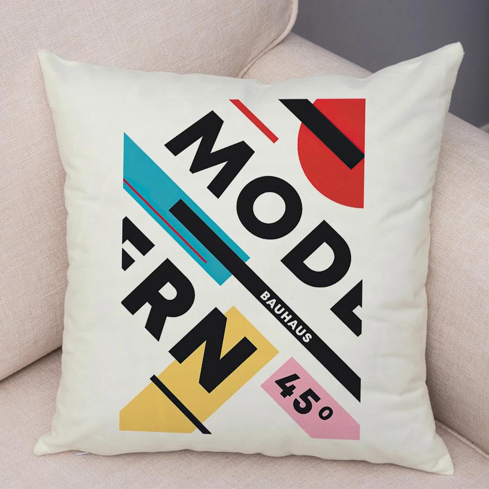 Nordic Minimalist Color Block Double Print Cushion Cover Decor Bauhaus Modern Pillowcase Soft Plush Throw Pillow Case For Sofa