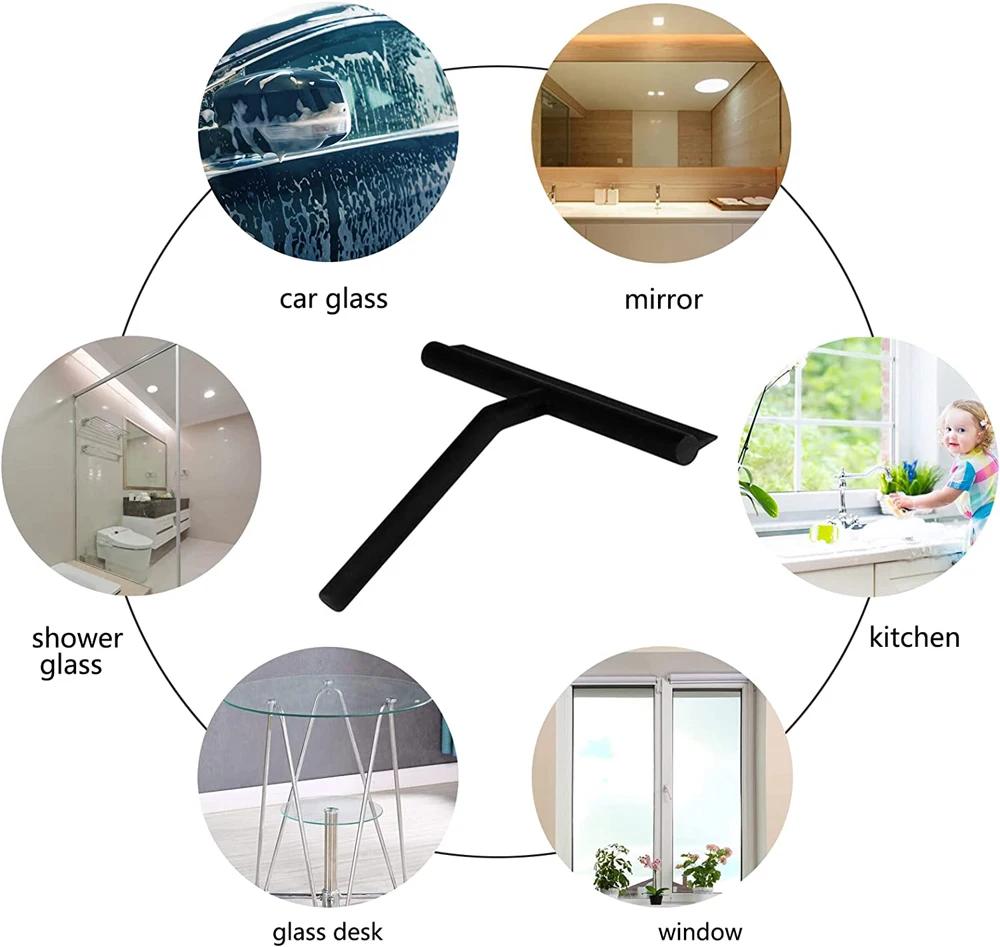 Shower Squeegee  for Glass Door Shower Wall Scraper Cleaner With Silicone Holder Bathroom Mirror Wiper Scraper Glass Cleaning