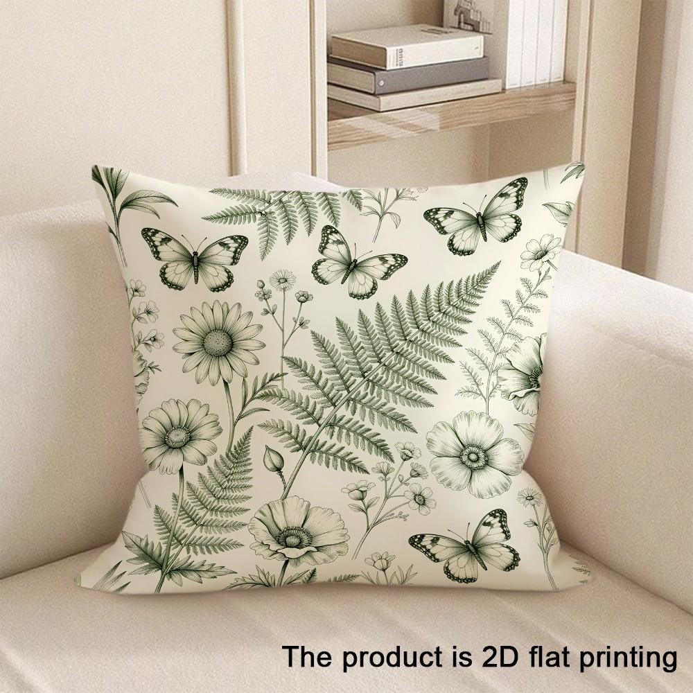 1pc Floral and Leaf Patterned 2D Flat Printing Pillowcases Sofa cushion cover home bedroom room decoration