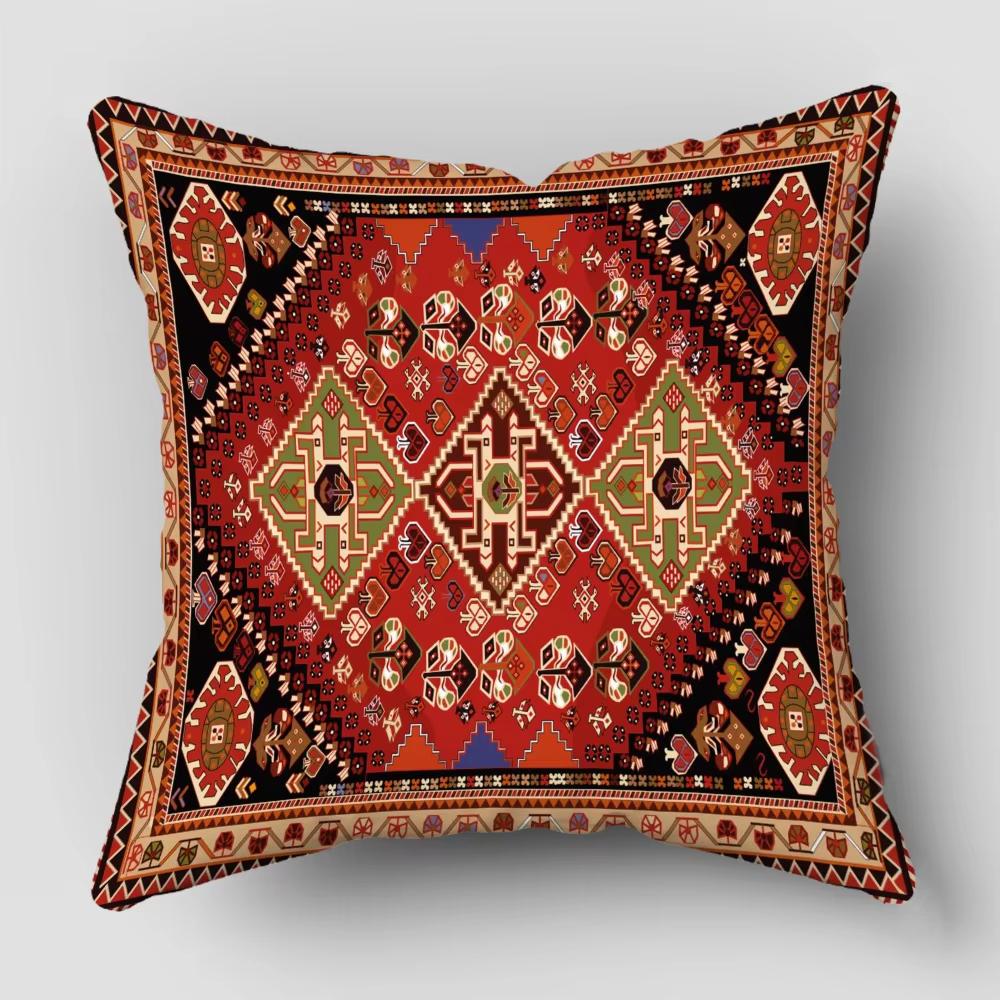 1pc Ethnic Geometric Pillow Cover, Polyester 2D Double-Sided Printing, Retro Throw Pillow Case for Bedroom Bedside, Ideal for Ho