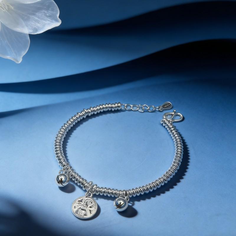 9999 Pure Silver Year of the Horse Bell Beads Bracelet, Valentine's Day Gift