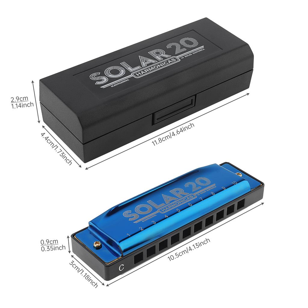10 Holes KeyC Blues Harmonica Beginner Durabled Mouth Organ 20 Tunes Blue Musical Gifts