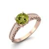 6mm Round Peridot 925 Sterling Silver Rose Vermeil Solitaire Accents Women Wedding Ring