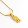 New 26 English letter pendant stainless steel pressed sand rectangular letter collarbone chain necklace female