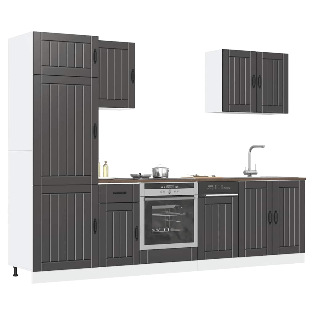7 Piece Kitchen Cabinet Set Lucca Black Particleboard
