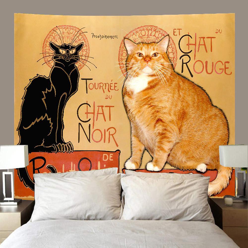 Vintage Katze Ölgemälde Wandteppich Wandbehang Kunst Dekor für Schlafzimmer Einzigartiges Katzenmotiv Wandtuch