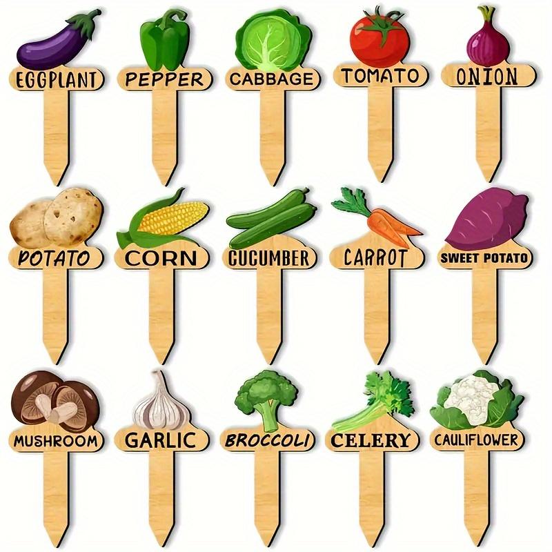 

15pc/1set Wooden Garden Labels Vegetable Name Tag with Pattern Indoor Outdoor Potted Plants Funny Plant Identification Markers