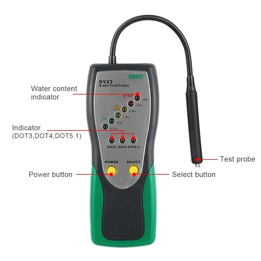 

DY23 DY23B Car Brake Fluid Tester Detector Test Instrument Accurate Automotive Water Content Check Oil Quality DOT DY23