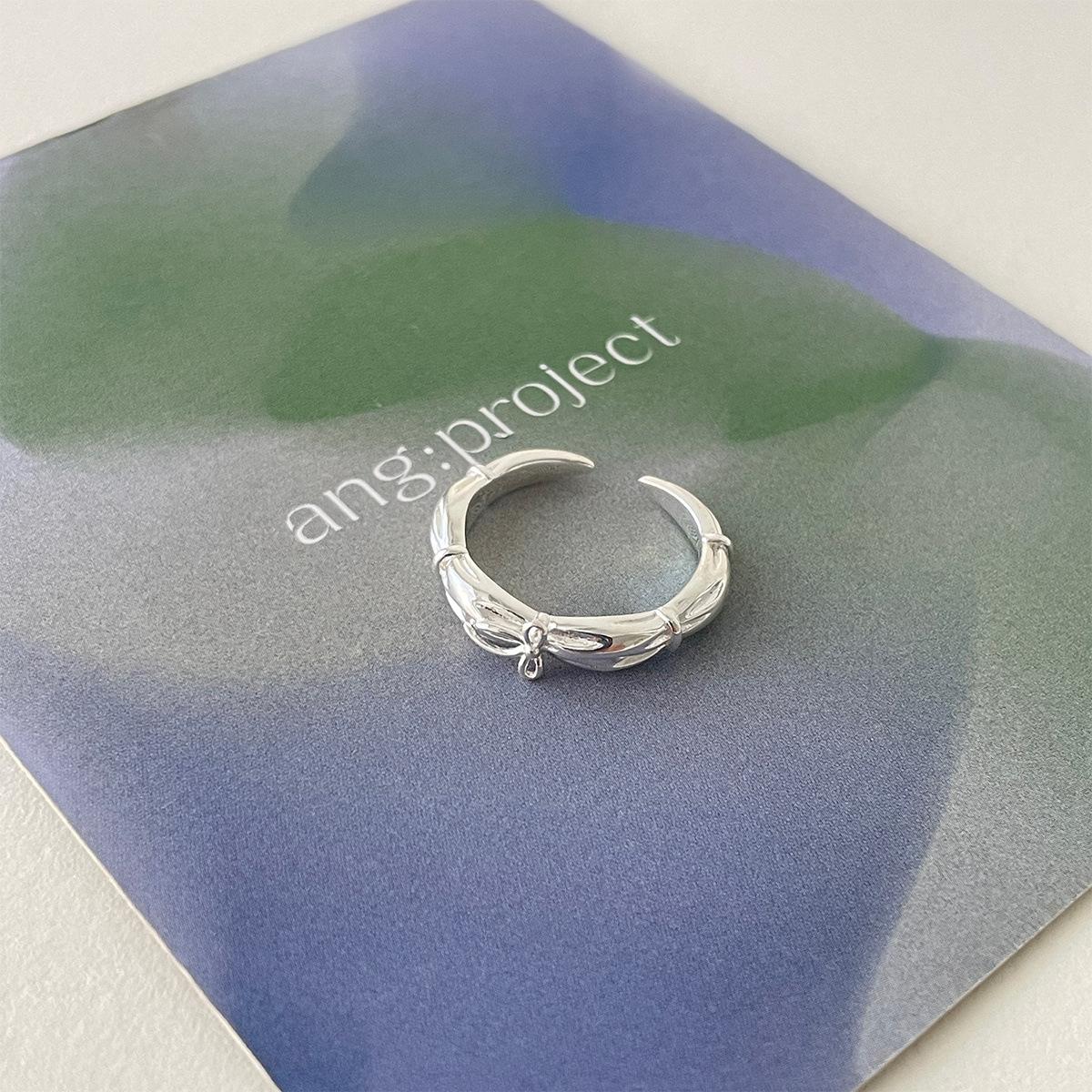 

Кольцо-бантик из стерлингового серебра 925 пробы, женское, нишевое, высокого класса, холодное открытое кольцо, модное, индивидуальное, перстень Opening Adjustable