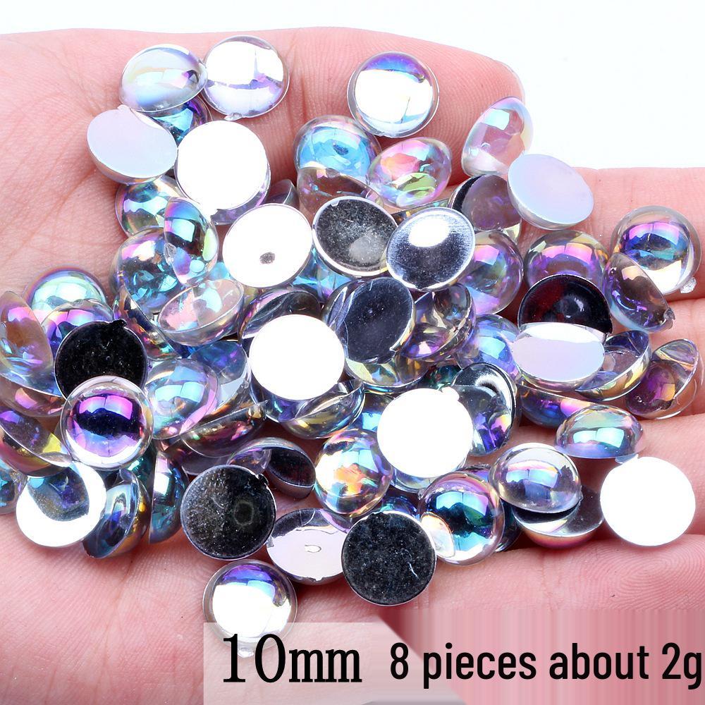 DIY Mobile Phone Jewelry: Glossy AB White Round Flat-Bottom Accessories