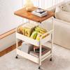 3 Tiered Metal Rolling Storage Cart With Lockable Wheels For Kitchen Bathroom Office Home Organization And Space Saving