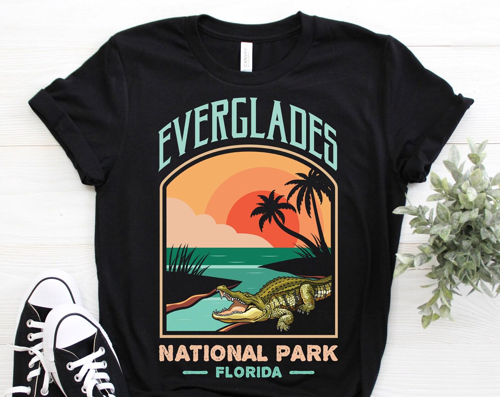 Everglades National Park US Crocodile Vintage T-Shirt, USA Florida Parks Alligators Lover Gifts, Adventure Outdoors Costume, Present Tees, 130