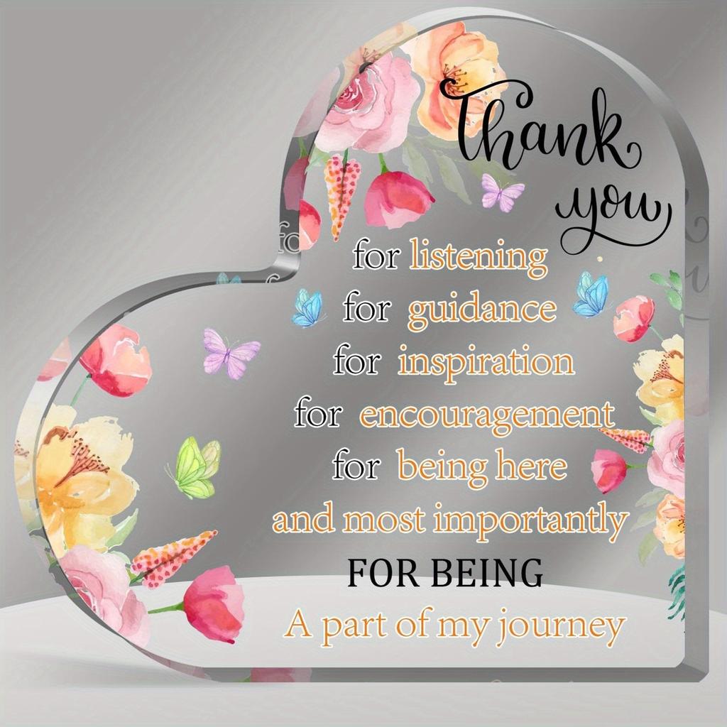Heart-shaped Acrylic Plaque, Thank You Gift for Teachers, Nurses, Ladies Birthday Gift, Gift for Family, Gift for Friends - Acrylic Desktop Ornament