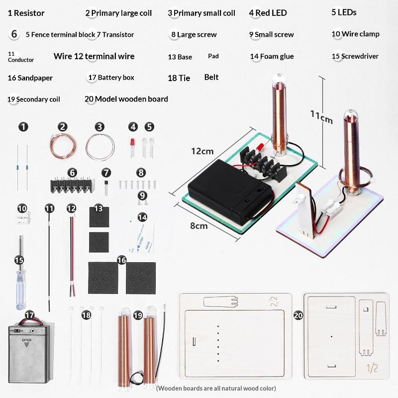 סט אחד של רכיבי העברת כוח אלחוטית DIY צעצועי מדע וחינוך דגמי ניסוי מדע וחינוך לילדים