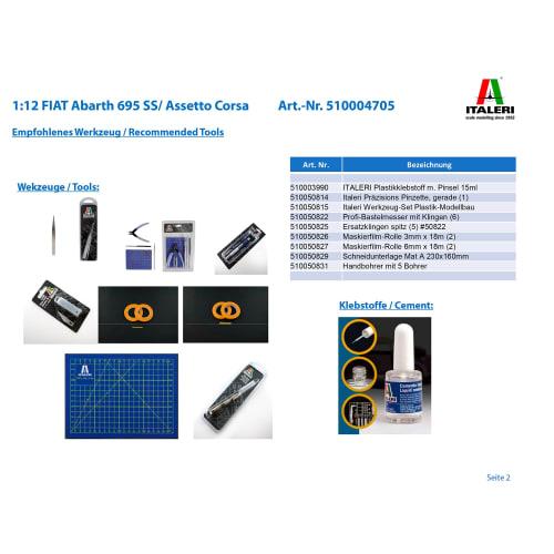 Tamiya Italeri 1/12 Scale Classic Car Series No. 4705 Fiat Abarth 695SS/Assetto Corsa Plastic Model Kit 37705