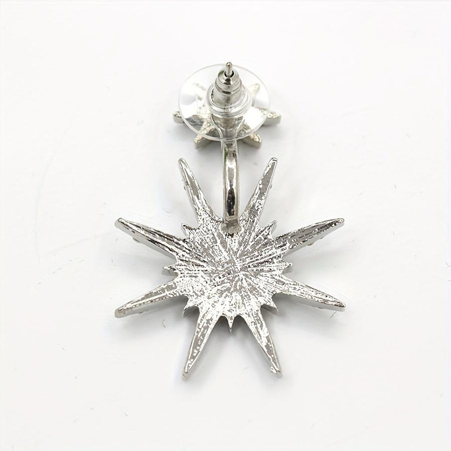 Single Fashion Diamond-Encrusted Back-Hanging Snowflake Earrings Guardian Accessories Hexagram Back-Hanging Pendant Earrings