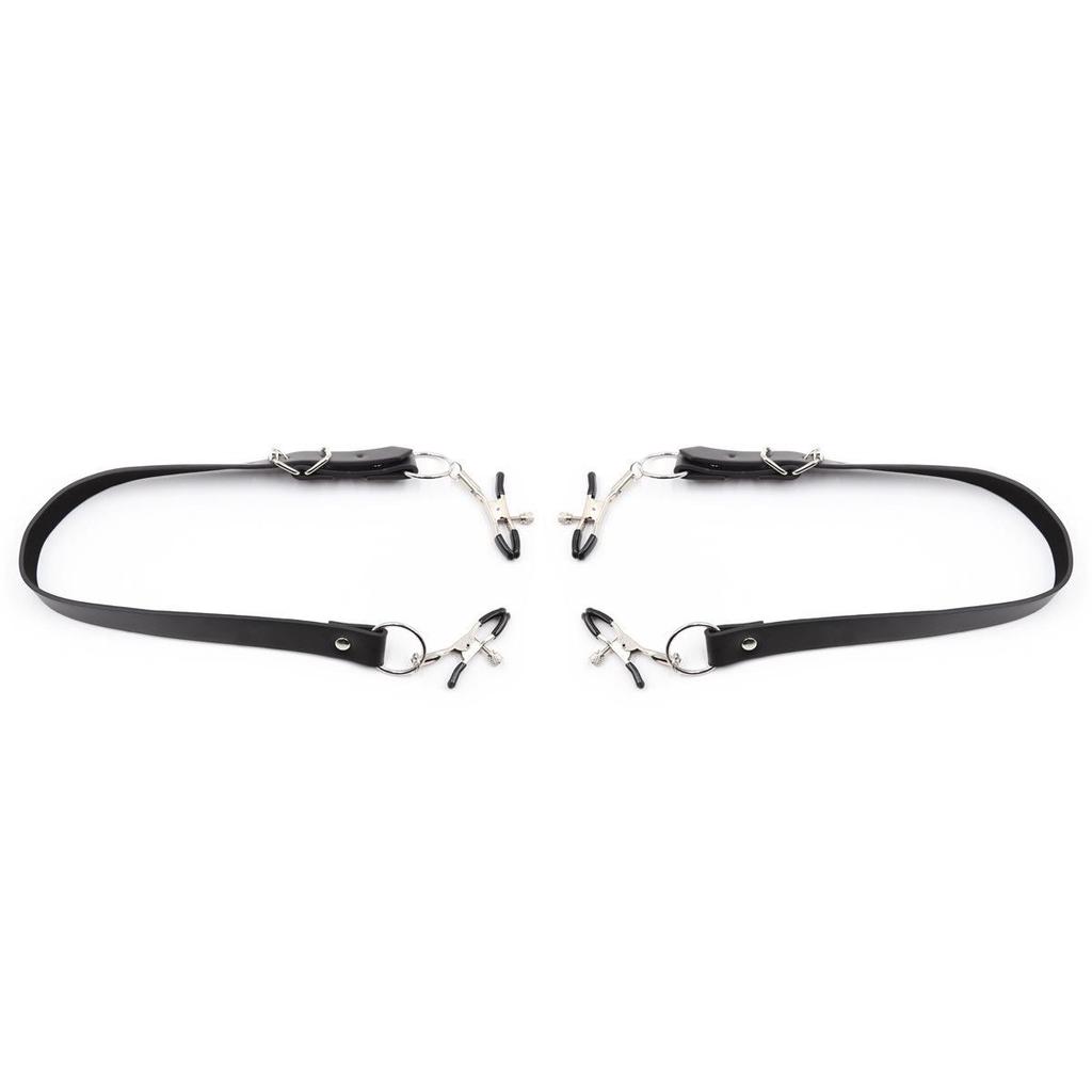 Leather Leg Cuffs & Clit Clamps Bondage Set for Couples