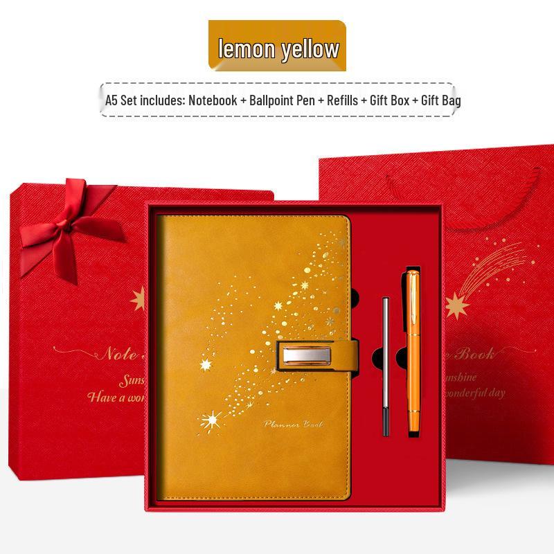 Set de regalo de cuaderno Star Double Line 2026: Libro de registro de reuniones de negocios y oficina de mayor grosor