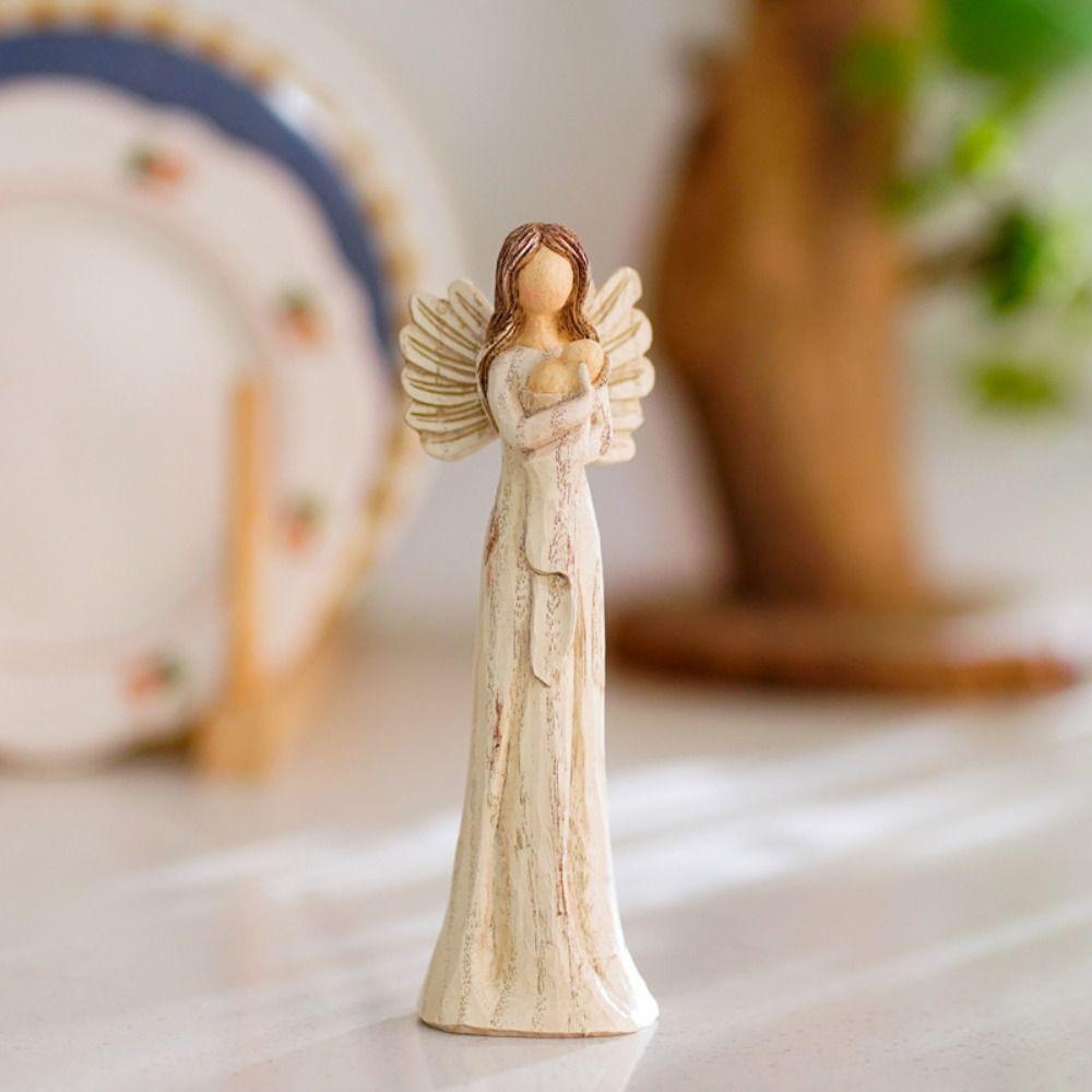 Handmade Angel Figure Statue Resin Modern Art Crafts Vintage Angel Sculpture Model Entrance