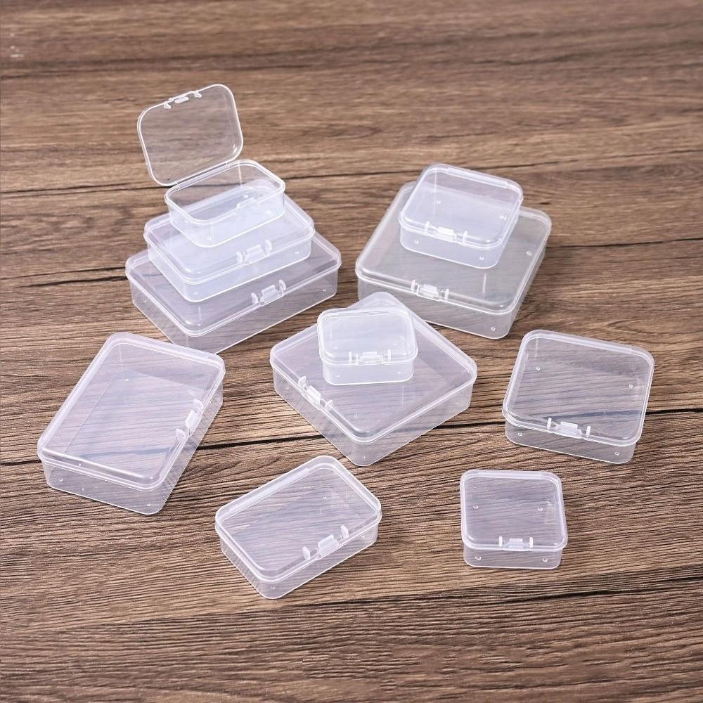 Rectangle Transparent Storage Box Flip Cover Sewing Storage Box Hair Clips Boxes Craft Supplies