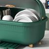 Dish Drying Box Multifunctional Space Saving Dish Drainer with Lid Cover for Kitchen Accessories Green M