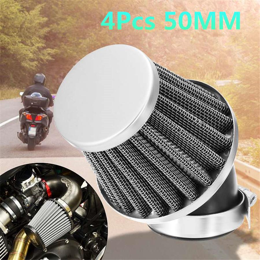4x 50mm Air Filter Pod 45 Degree Bend Inlet For Motorcycle Scooter ATV Dirt Bike