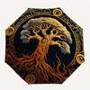 Tree of Life Circular Wall Art DecorUmbrella, Portable 3-Fold Compact Umbrella for Men & Women Gift