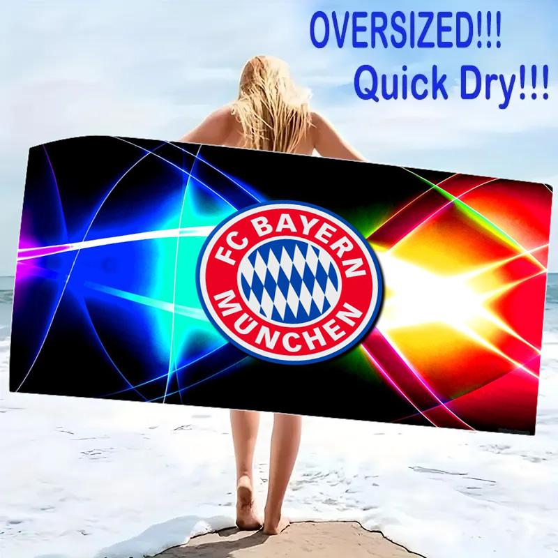 FC Bayern Munich Print Beach Towel, Large Soft Quick Dry Towel for Beach Camping Swimming