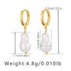 Trendy european and american style 18k gold plated brass pearl earrings - elegant stud earrings with shell pearls
