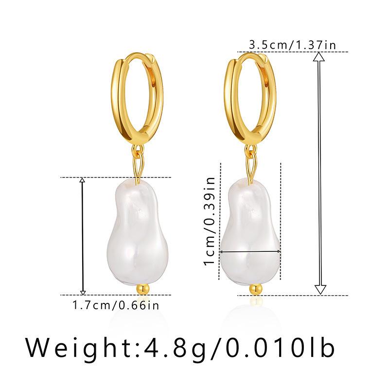 Trendy european and american style 18k gold plated brass pearl earrings - elegant stud earrings with shell pearls